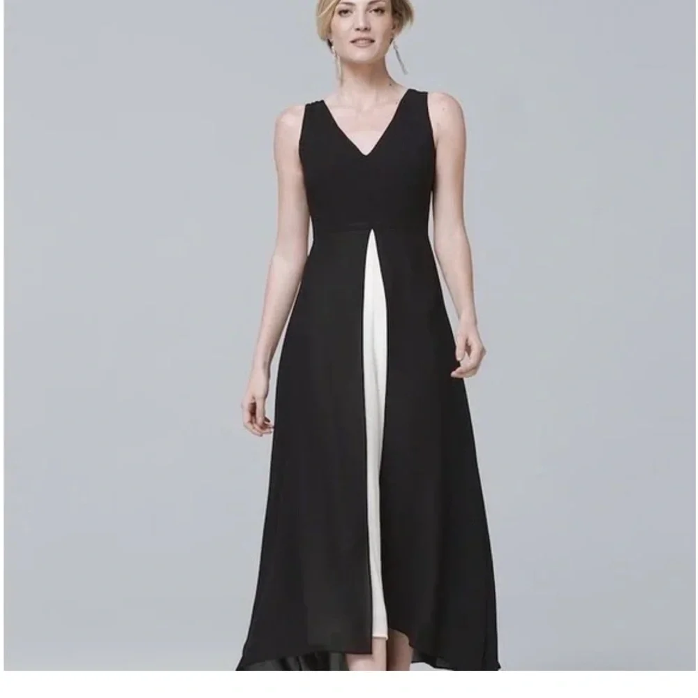 White House Black Market SL Overlay Black and Ecru Jumpsuit - Picture 2 of 14